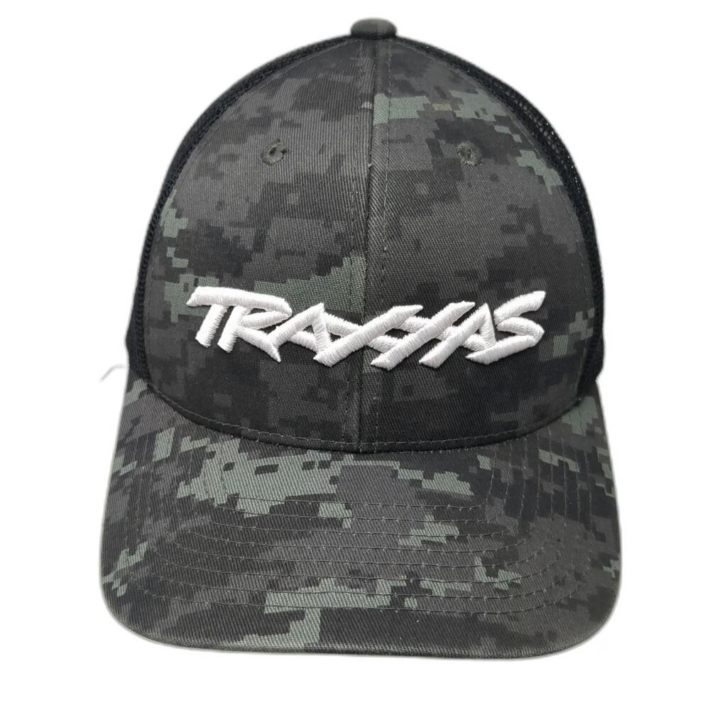 Traxxas Trucker Hat Gray One Size Digital Camo Mesh Snapback 3D Logo Embroidered